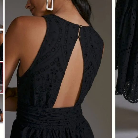 *SOLD* NWT Anthropologie Maeve Black Eyelet Wrap Dress - 2 - Picture 7 of 11